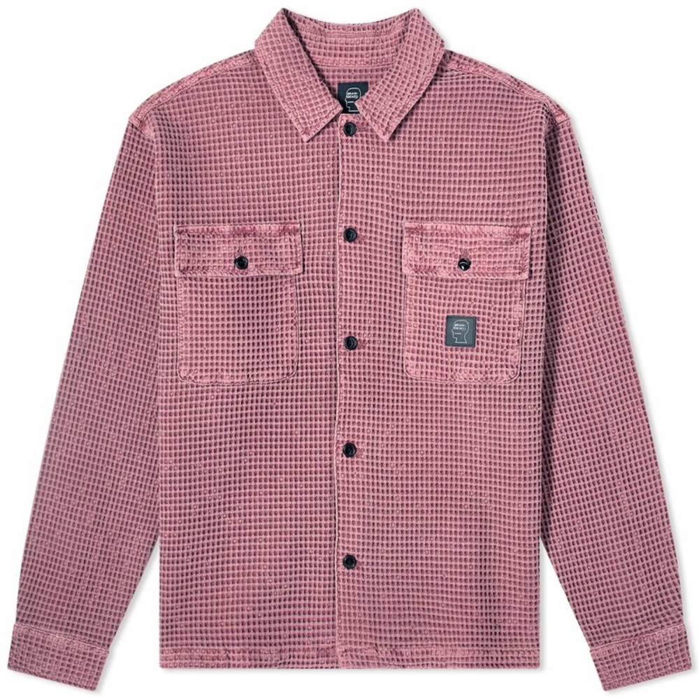 brain dead waffle snap front overshirt raspberry maroon xl unisex